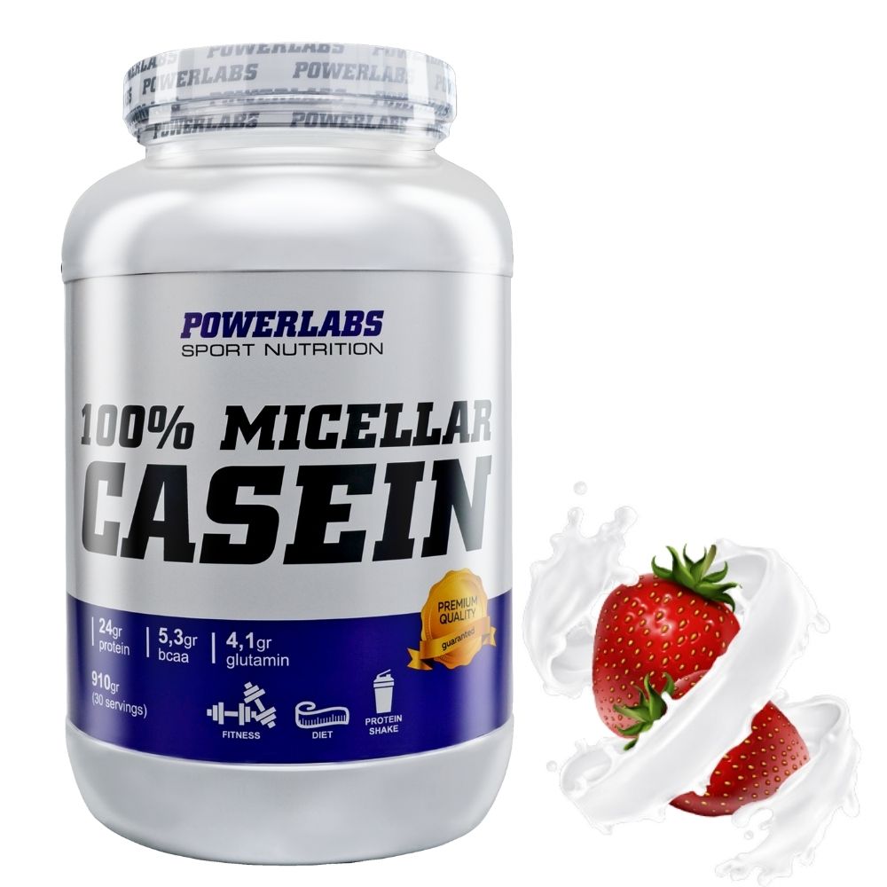 Протеин PowerLabs Casein (Казеин) 910 g Клубника