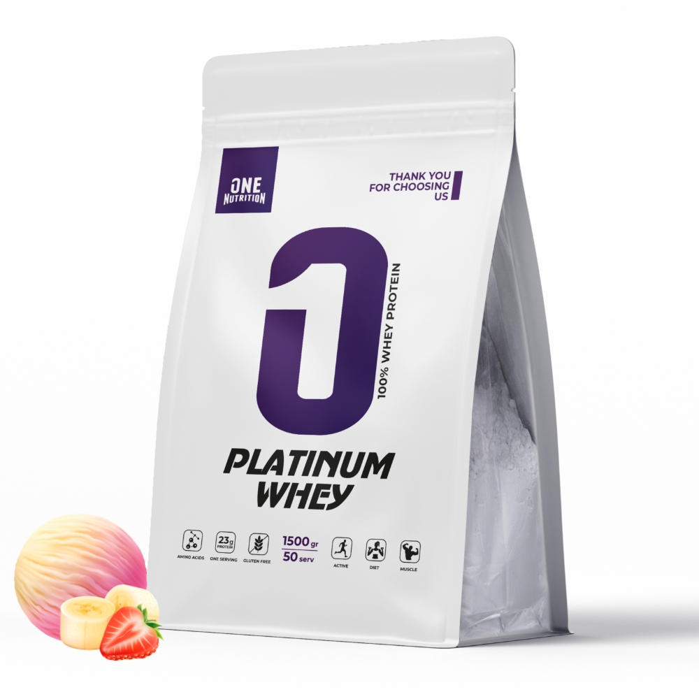 Протеин ONE NUTRITION Platinum Whey 1500 g Клубника банан