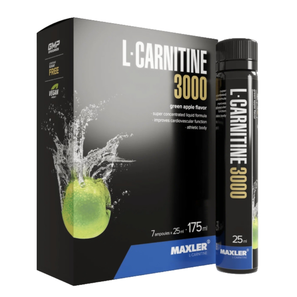 L-карнитин Maxler L-Carnitine 3000 mg 7 ampoul х 25 ml Зеленое яблоко