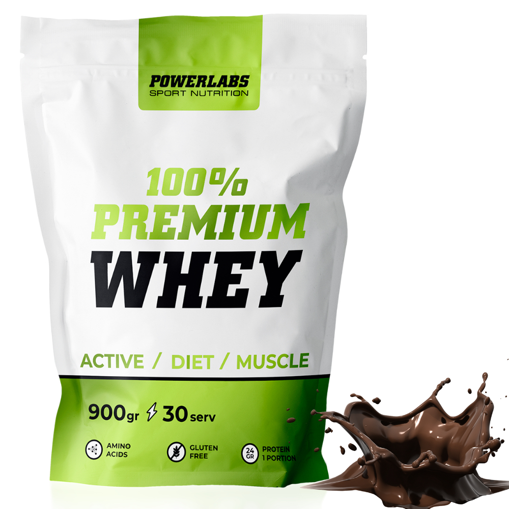 Протеин PowerLabs Premium Whey Сывороточный протеин 900 g Шоколад (пакет)